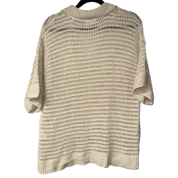 Max Studio - Knit Top - Beige Open-Weave V-Neck - Size Large - Picture 3 of 7